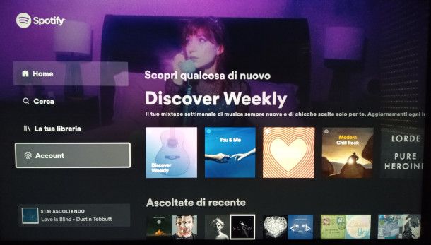 interfaccia Spotify TV