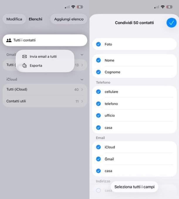 Recupero contatti iPhone — Android