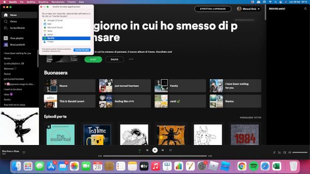 interruzione forzata Spotify su Mac