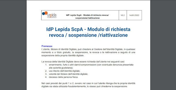 modulo revoca SPID Lepida