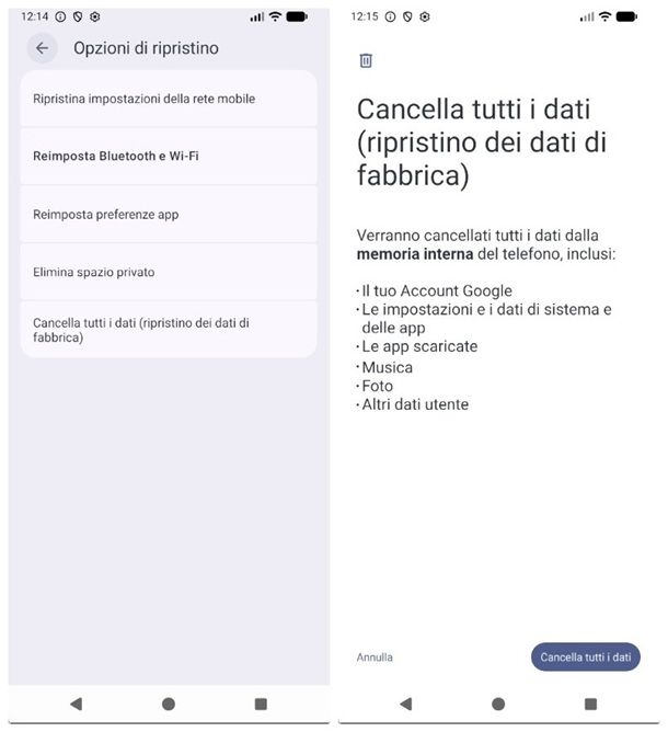 Come resettare il telefono