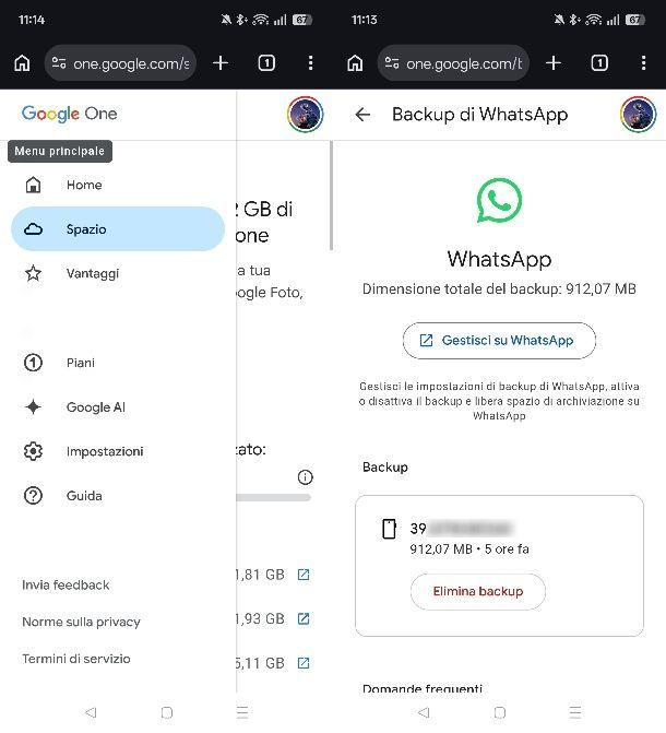 Come eliminare backup WhatsApp Android