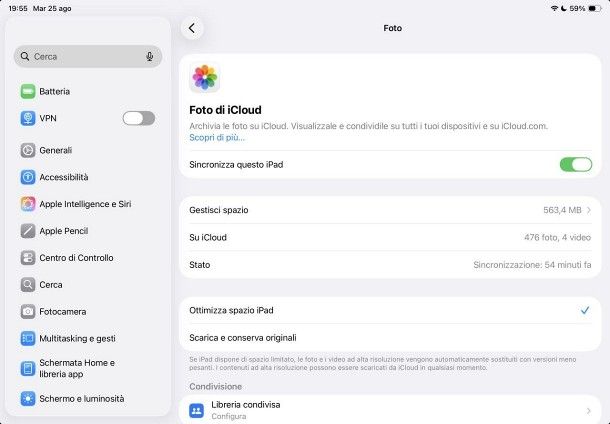 Come liberare spazio Foto su iPad