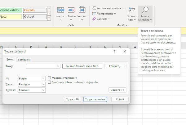 Trova in Excel