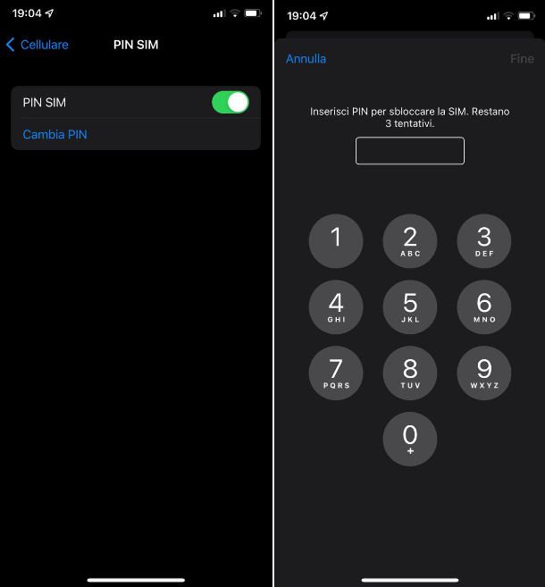 Come togliere il PIN della SIM su iPhone