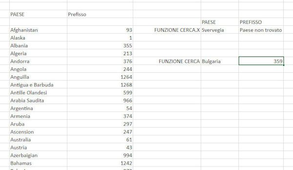 CERCA su Excel