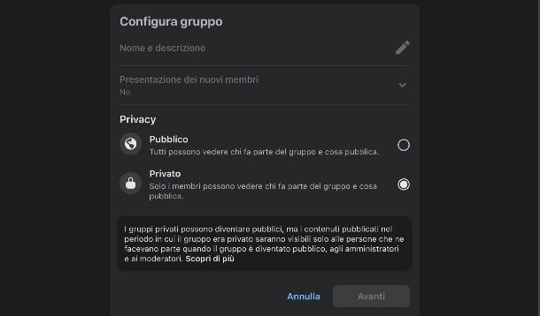Come rendere condivisibile un post su gruppo Facebook