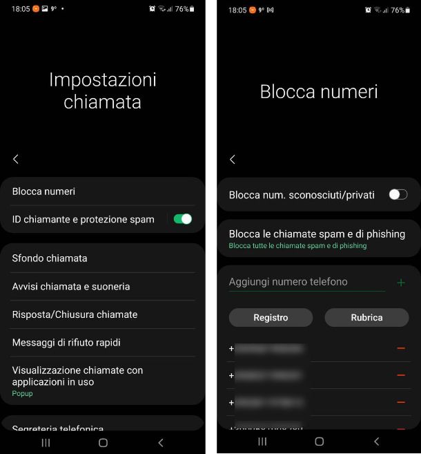 Come vedere lista numeri bloccati su Samsung