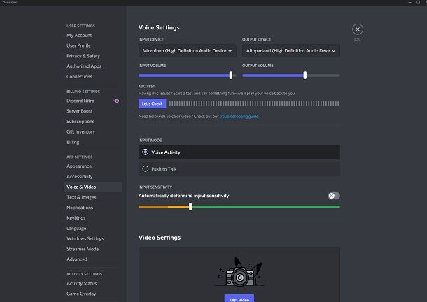 volume microfono su discord