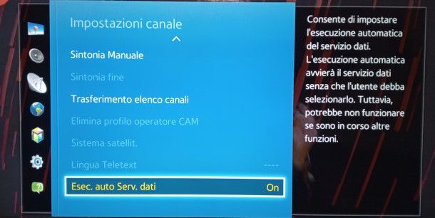 samsung funzione abilitazione servizio dati per HbbTV