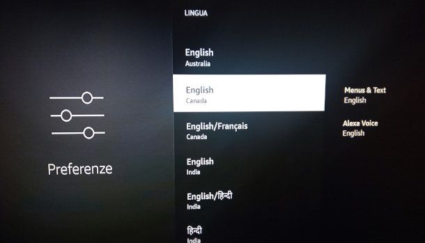 funzione Amazon Fire TV Stick modifica lingua
