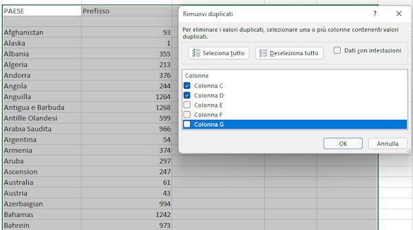 Elimina Duplicati su Excel