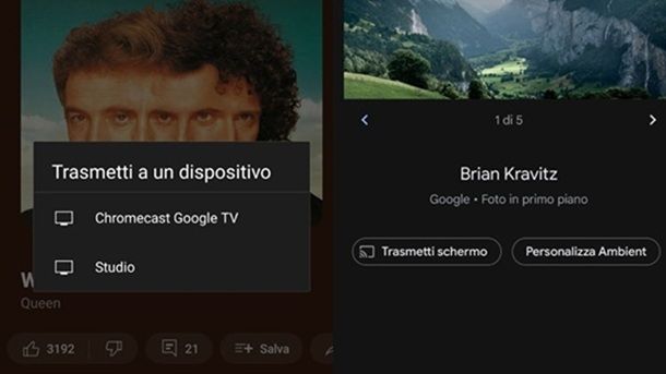 Trasmissione contenuti Wi-Fi Google Cast