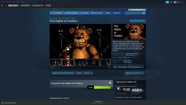 Come scaricare Five Nights At Freddy's Steam PC Windows