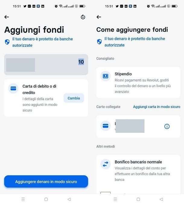 aggiungere fondi revolut