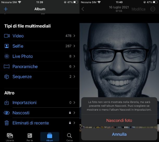 Come nascondere foto su iPhone