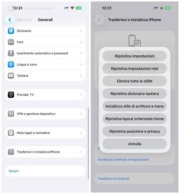 Come resettare il telefono