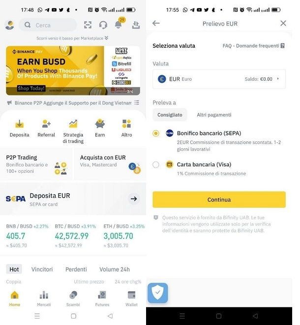 prelievo binance