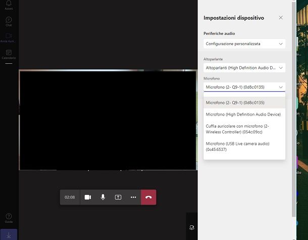 volume microfono su teams