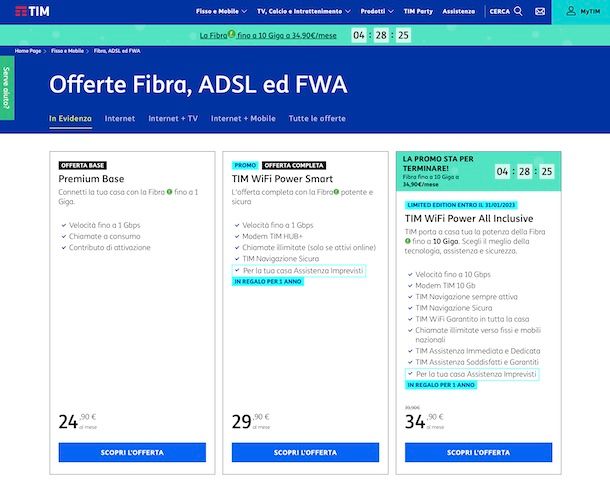 TIM offerte fibra