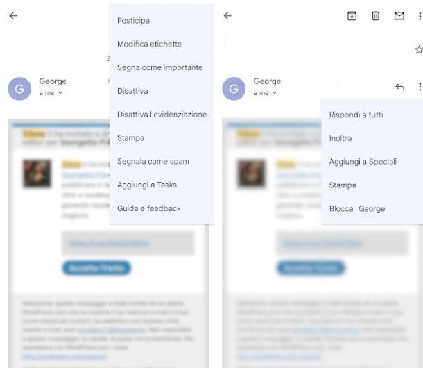 opzioni gestione email da app Gmail