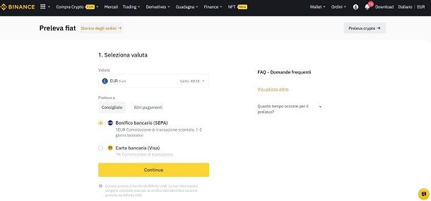 prelievo binance