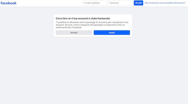Account Facebook hackerato