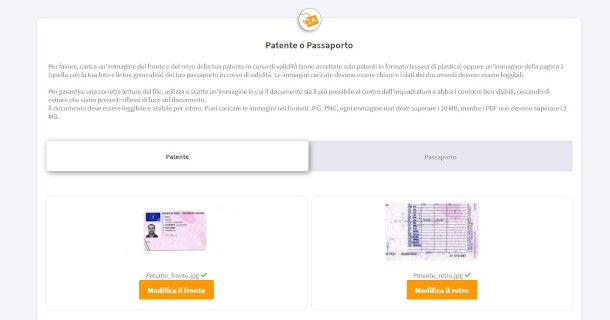 caricamento documenti sito Cofidis
