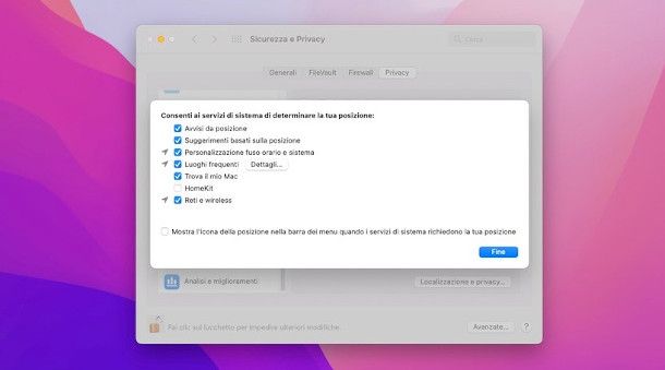 attivazione trova il mio Mac sulle impostazioni di macOS