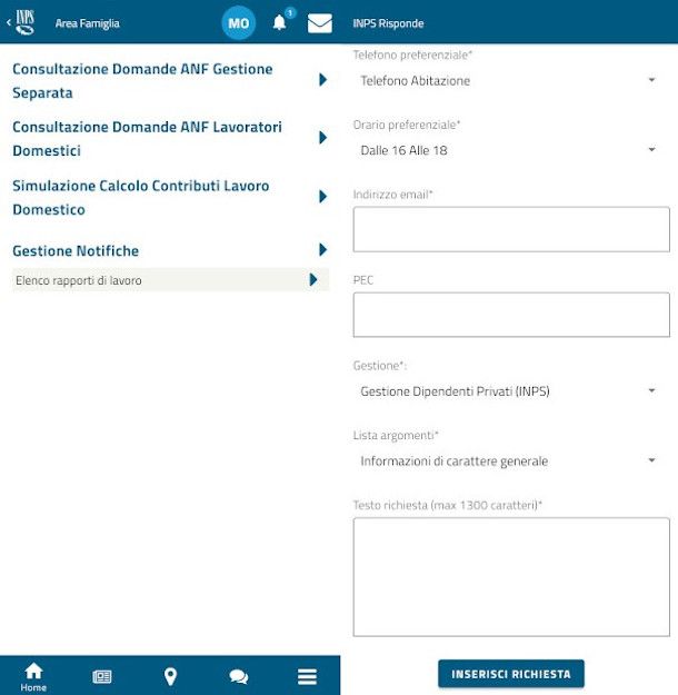 funzione INPS Risponde app INPS mobile