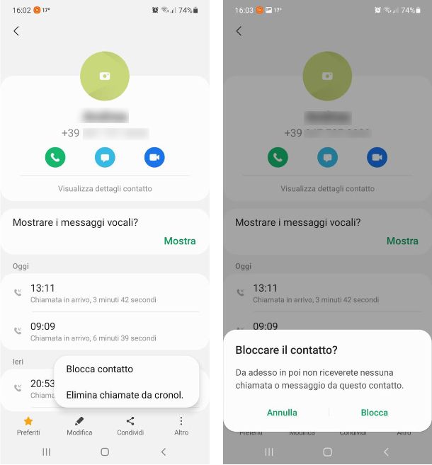 Come bloccare chiamate Android Samsung