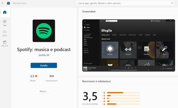 aggiornamento spotify microsoft store