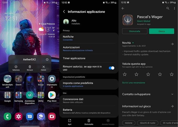 Disinstallare app su Samsung smartphone