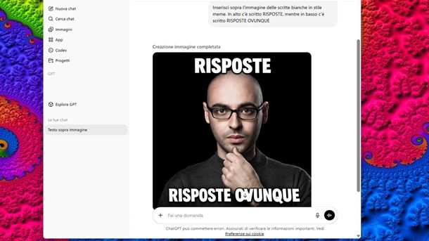 Come fare meme da foto ChatGPT PC