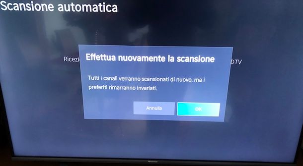 TV Hisense sintonizzazione