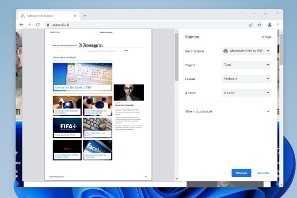 Come salvare una pagina Web in PDF con PC Windows