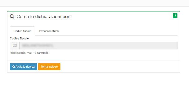 ricerca attestazione ISEE per Codice Fiscale