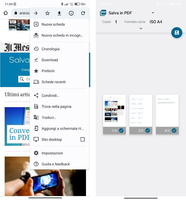 Come salvare una pagina Web in PDF con Android