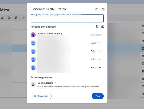 Come funziona la condivisione su Google Drive