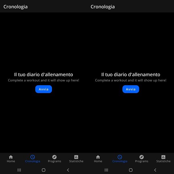 Cronologia dell'app Progression