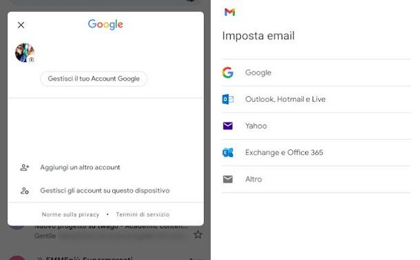 selezione account Gmail da smartphone
