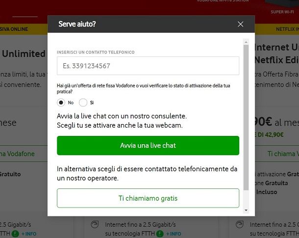 vodafone chiama