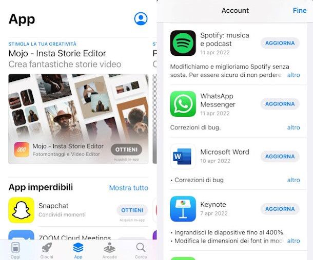 aggiornare app Spotify iOS/iPadOS