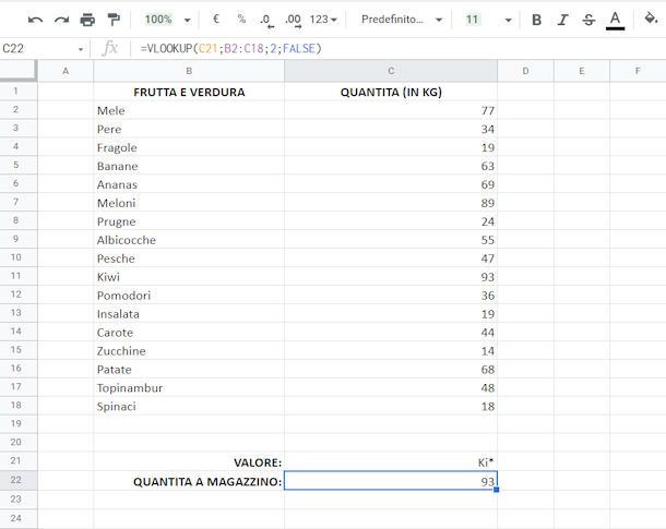 Vlookup Google Fogli