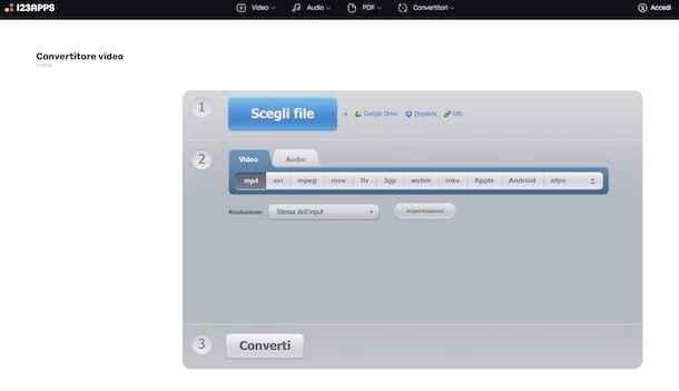 Convertitore video di 123apps
