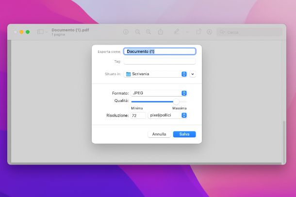 Convertire PDF in JPG Mac