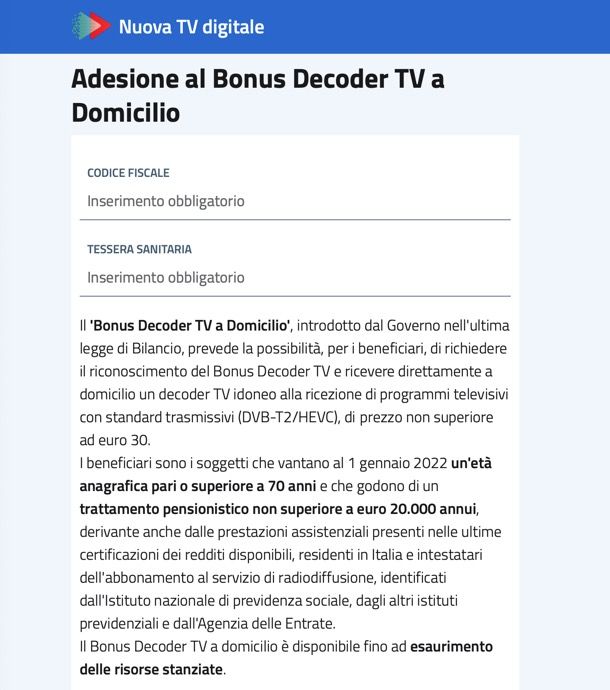 Bonus Decoder TV a Domicilio