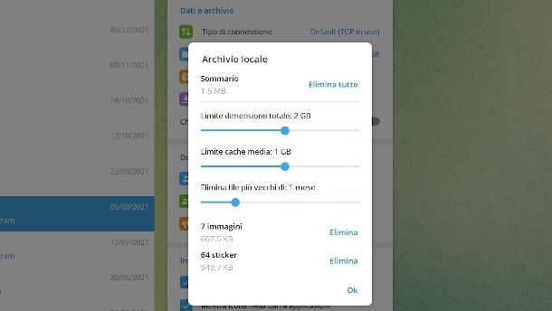 eliminazione cache Telegram PC