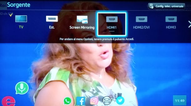 seleziona HDMI su TV Samsung