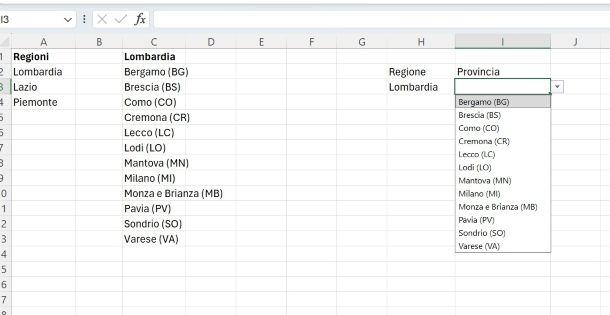 Come fare menu a tendina Excel con collegamenti